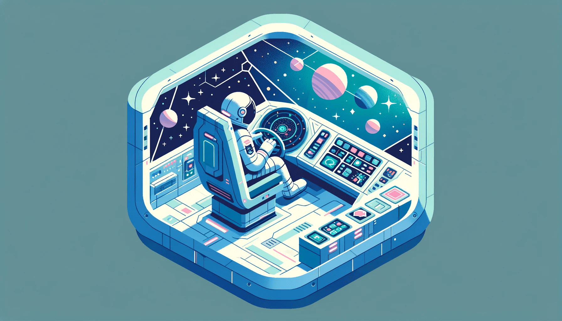 宇宙船を操縦しているイラスト1